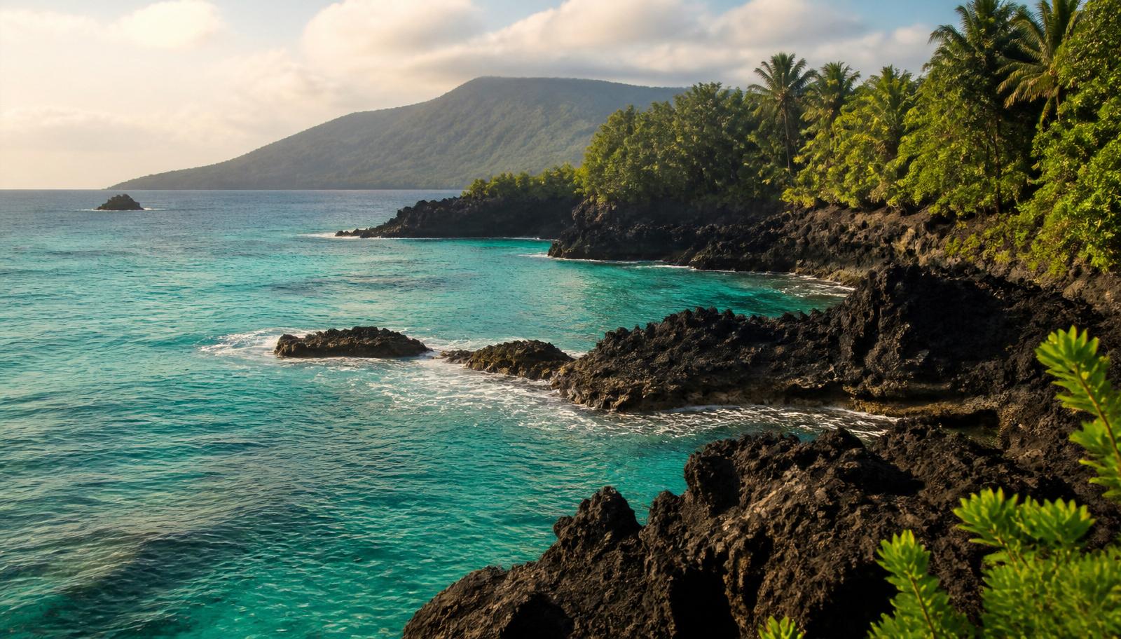 Côte volcanique et lagon des Comores